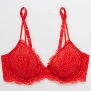 💜 2/$15 💜 Aerie Demi Red Lace Underwire Bra